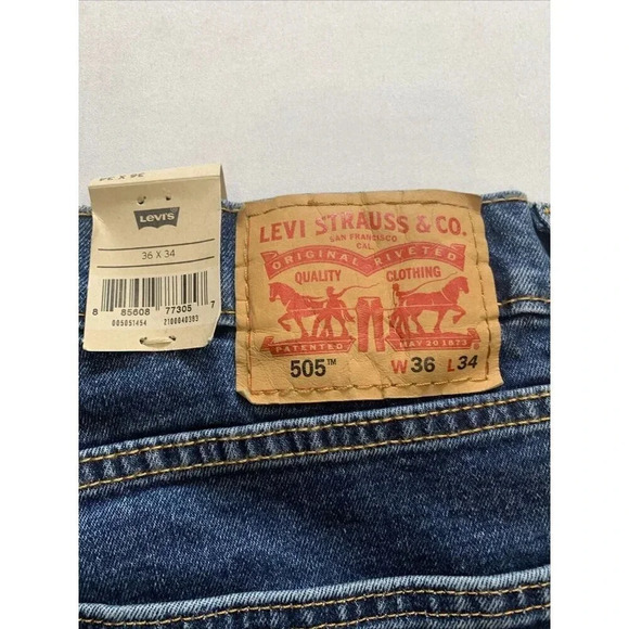 Levi's 505 Men's Blue Regular Fit Straight Leg Jeans Size 36x34 NWT - Picture 10 of 12